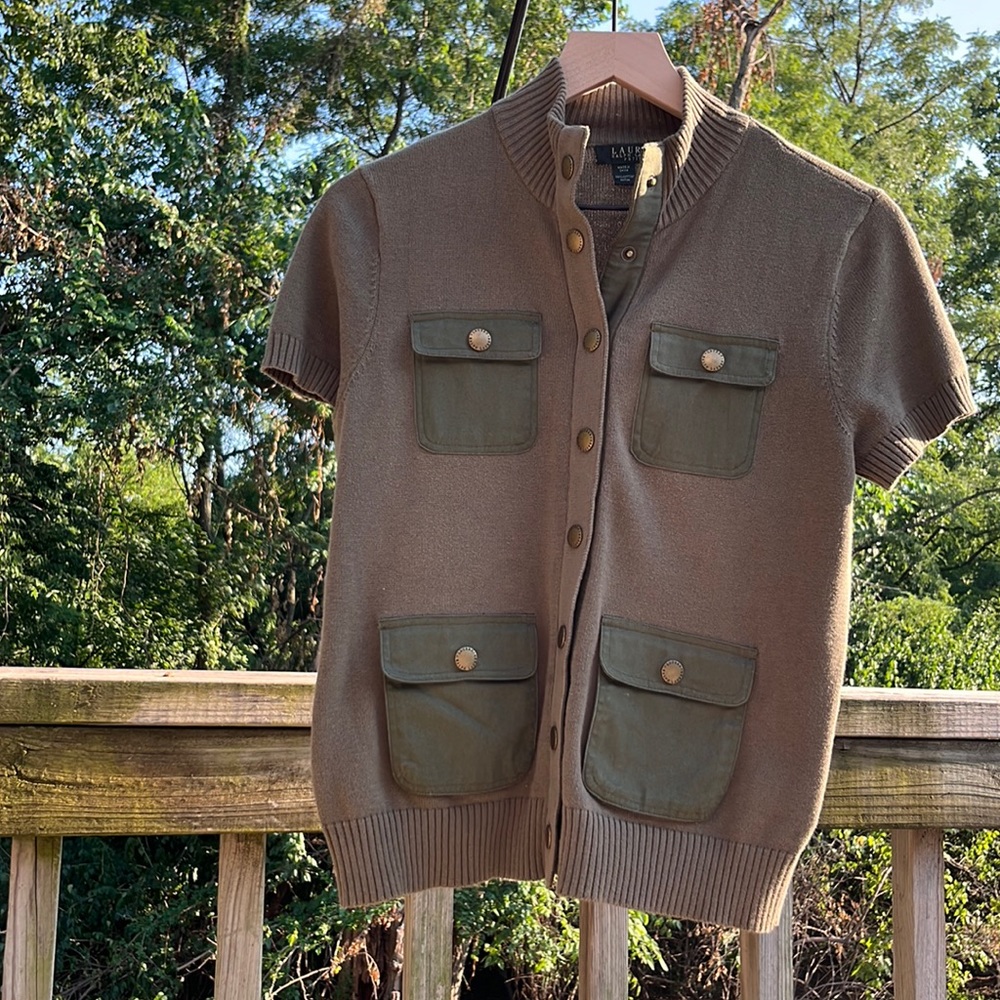 Ralph Lauren Petite Small safari/military sweater